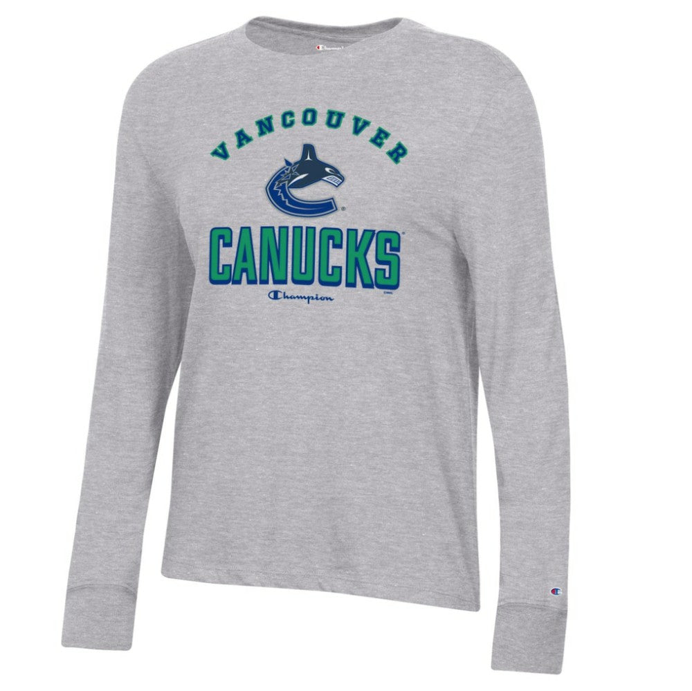Vancouver Canucks Champion Women's Core Long Sleeve T-Shirt - Heather Gray - NHL