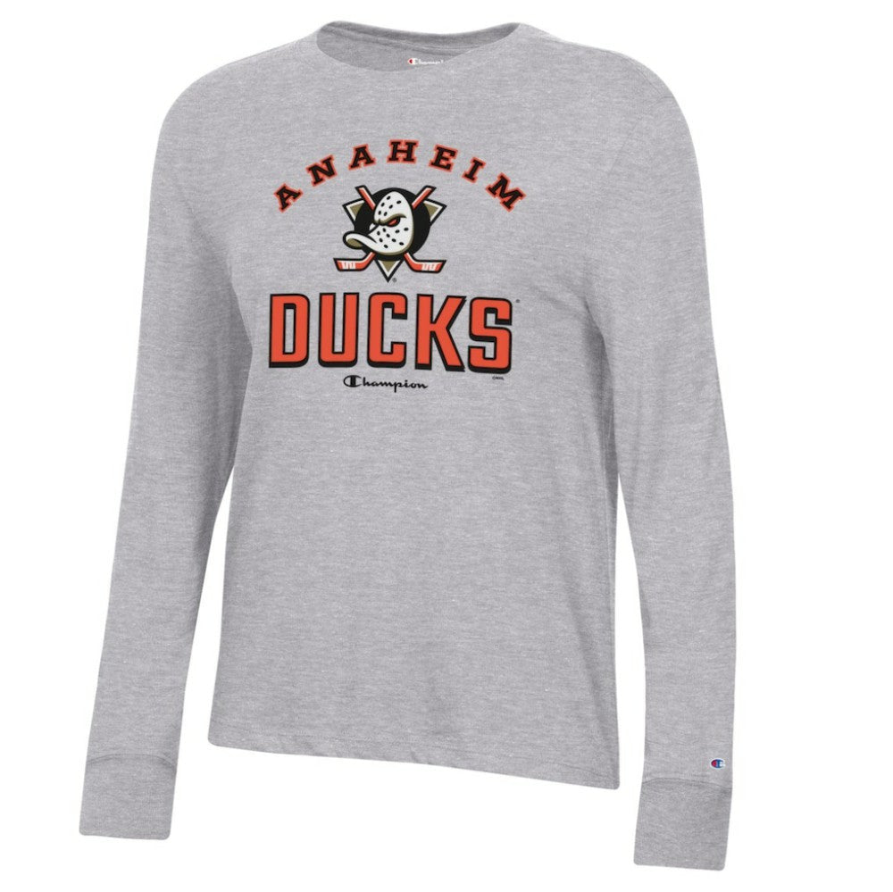 Anaheim Ducks Champion Women's Core Long Sleeve T-Shirt - Heather Gray - NHL