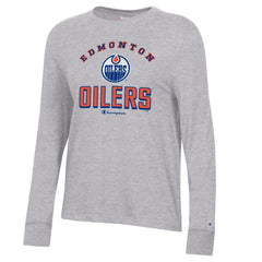 Edmonton Oilers Champion Women's Core Long Sleeve T-Shirt - Heather Gray - NHL
