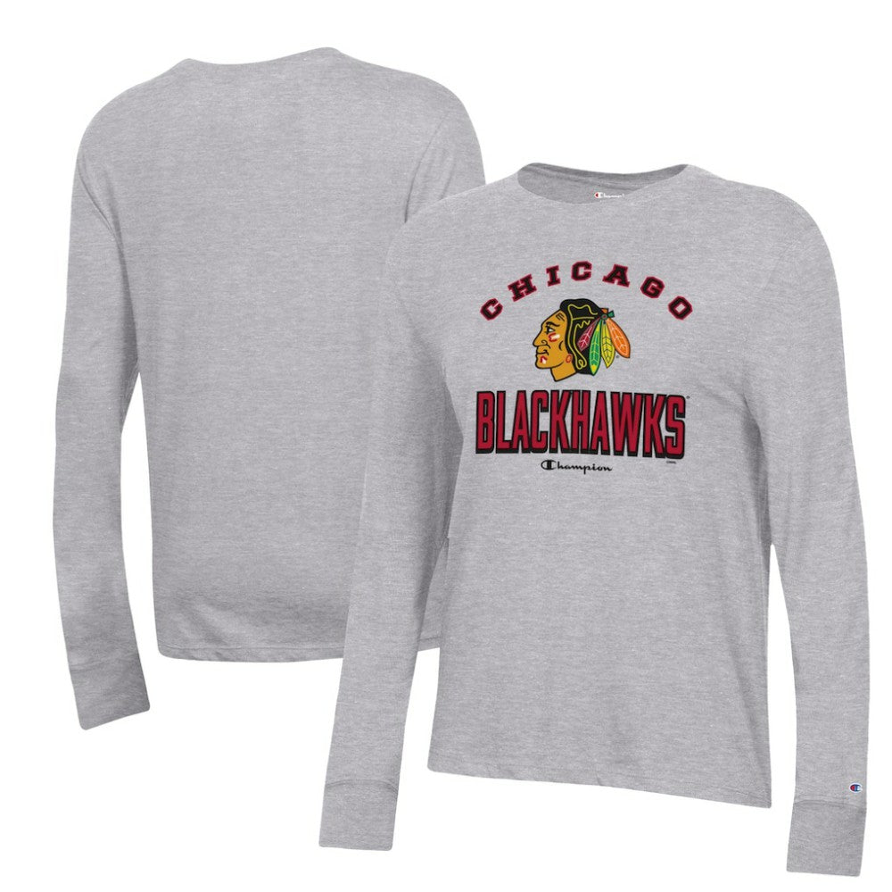 Chicago Blackhawks Champion Women's Core Long Sleeve T-Shirt - Heather Gray - NHL