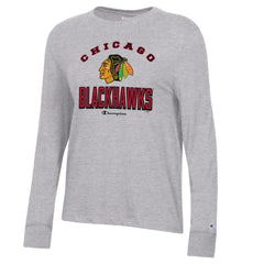 Chicago Blackhawks Champion Women's Core Long Sleeve T-Shirt - Heather Gray - NHL