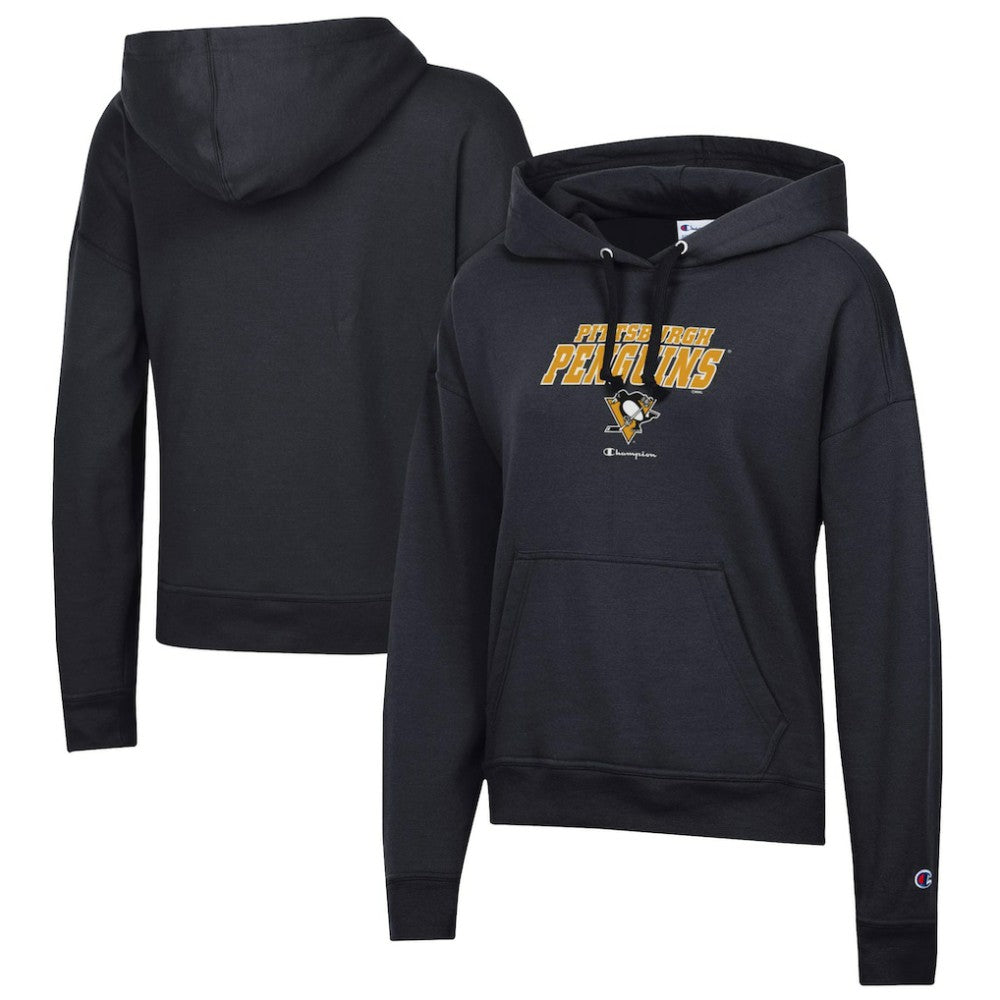 Pittsburgh Penguins Champion Women's Powerblend Fleece Pullover Hoodie - Black - NHL