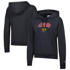 Chicago Blackhawks Champion Women's Powerblend Fleece Pullover Hoodie - Black - NHL