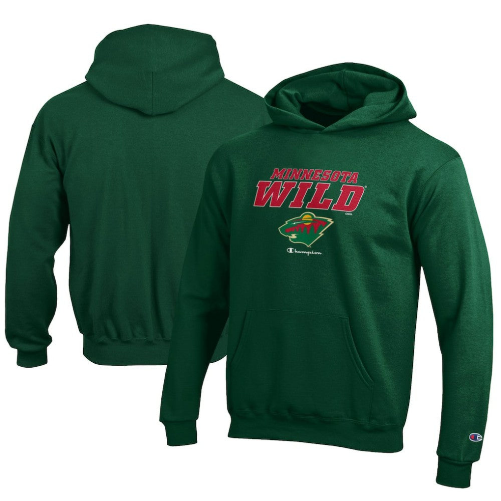 Minnesota Wild Champion Youth Eco Powerblend Pullover Hoodie - Hunter Green - NHL