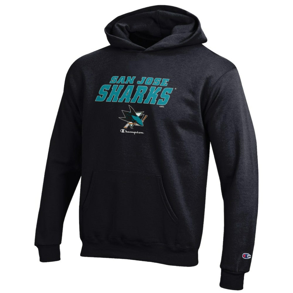 San Jose Sharks Champion Youth Eco Powerblend Pullover Hoodie - Black - NHL
