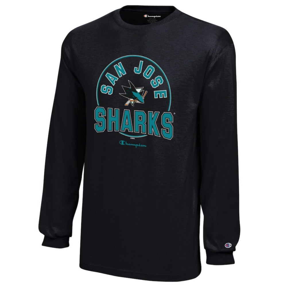 San Jose Sharks Champion Youth Long-Sleeve Jersey T-Shirt - Black - NHL