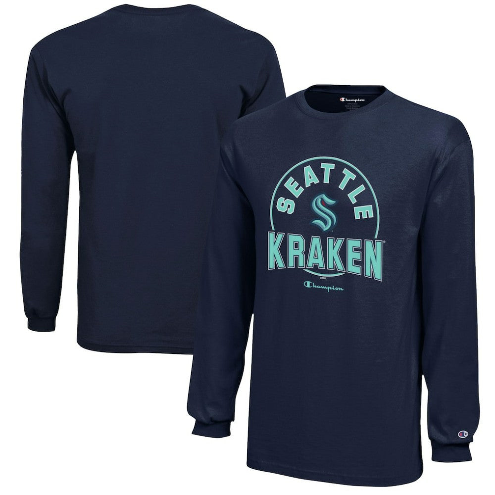 Seattle Kraken Champion Youth Long-Sleeve Jersey T-Shirt - Deep Sea Blue - NHL
