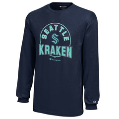 Seattle Kraken Champion Youth Long-Sleeve Jersey T-Shirt - Deep Sea Blue - NHL