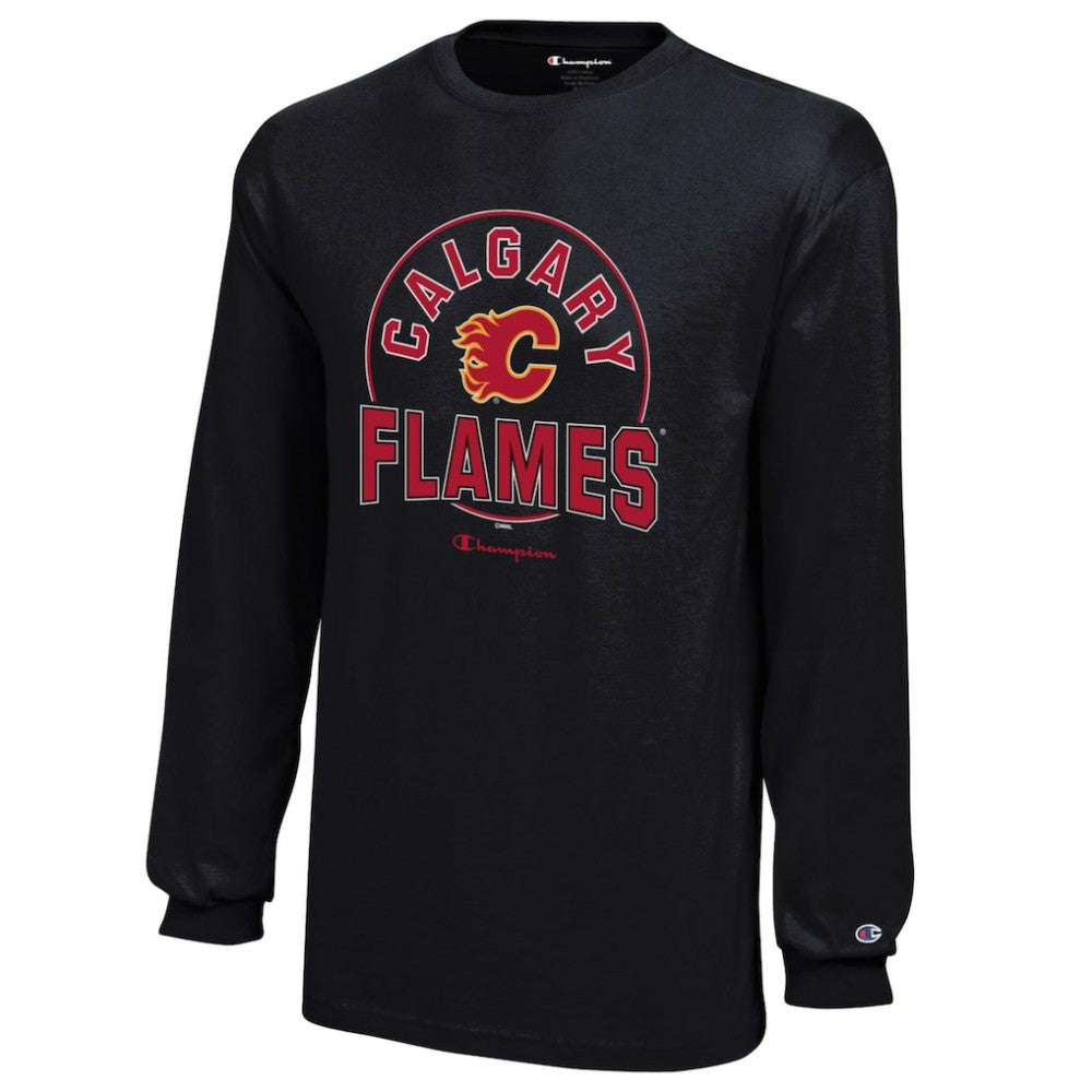 Calgary Flames Champion Youth Long-Sleeve Jersey T-Shirt - Black - NHL