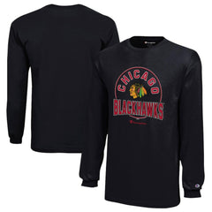 Chicago Blackhawks Champion Youth Long-Sleeve Jersey T-Shirt - Black - NHL