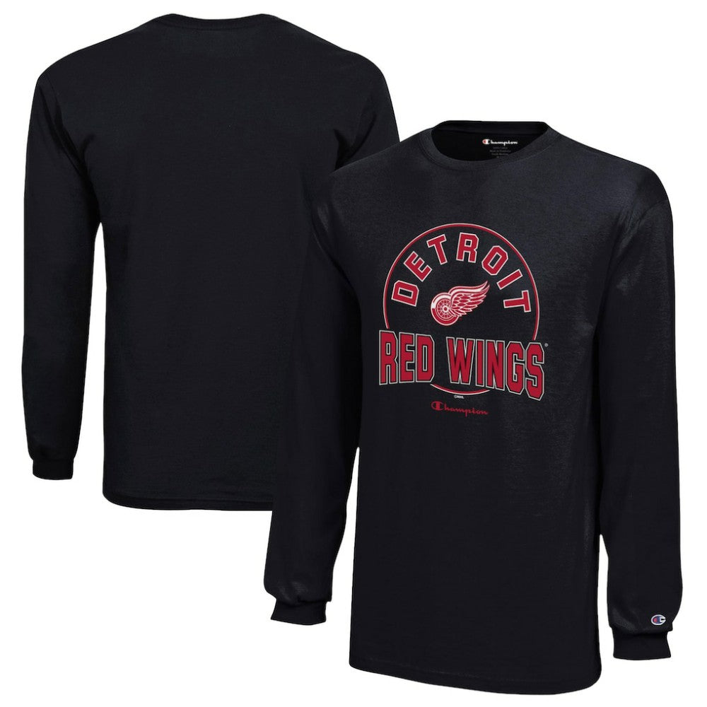 Detroit Red Wings Champion Youth Long-Sleeve Jersey T-Shirt - Black - NHL