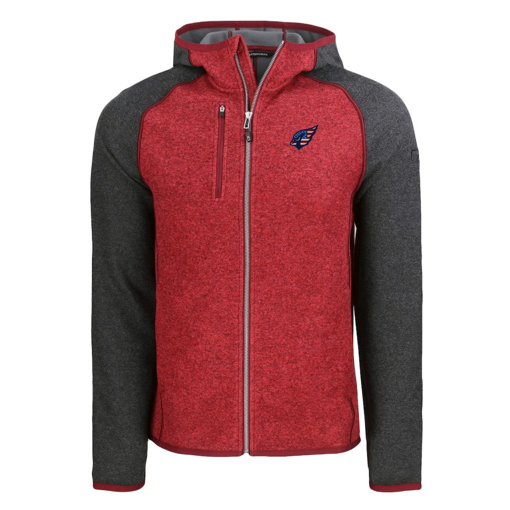 Arizona Cardinals Cutter & Buck Americana Mainsail Full-Zip Hooded Jacket Heather Cardinal/Heather Charcoal | NFL