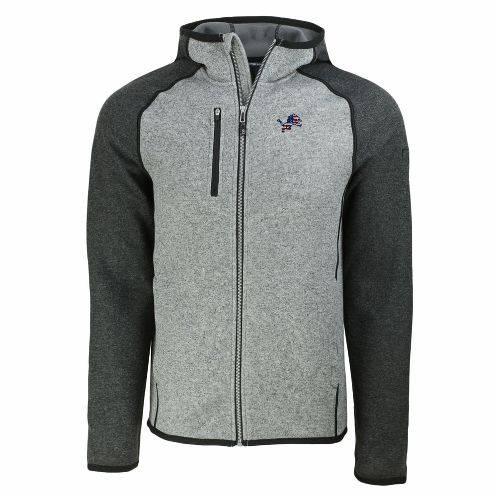 Detroit Lions Cutter & Buck Americana Mainsail Full-Zip Hooded Jacket Heather Gray/Heather Charcoal | NFL