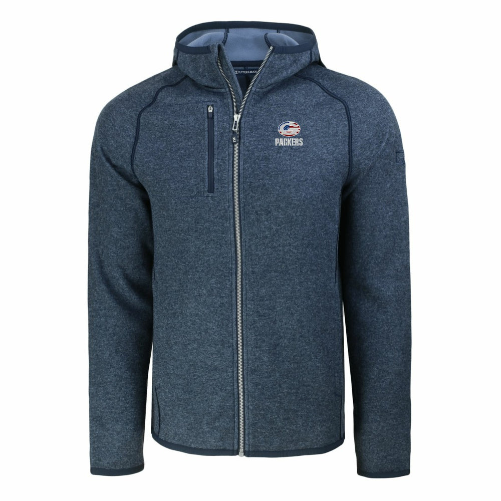 Green Bay Packers Cutter & Buck Americana Mainsail Full-Zip Hooded Jacket Heather Navy | NFL