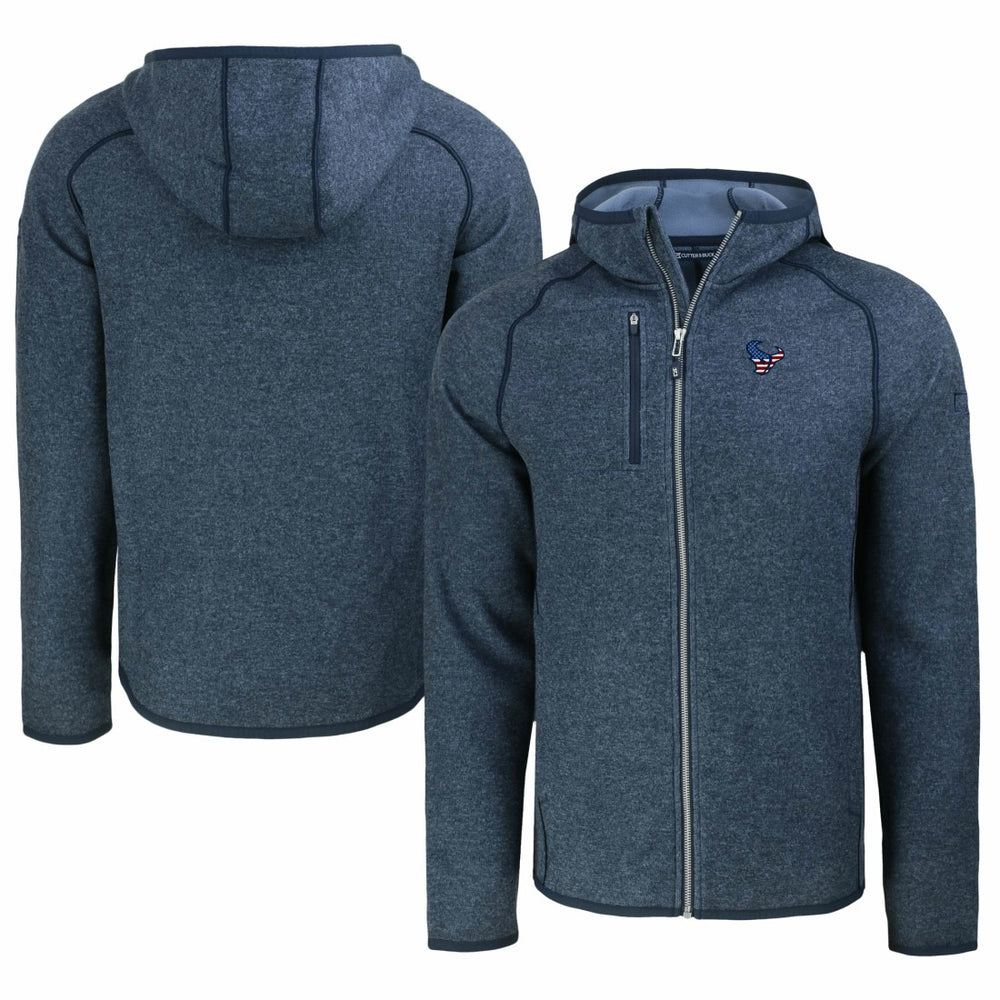 Houston Texans Cutter & Buck Americana Mainsail Full-Zip Hooded Jacket Heather Navy | NFL