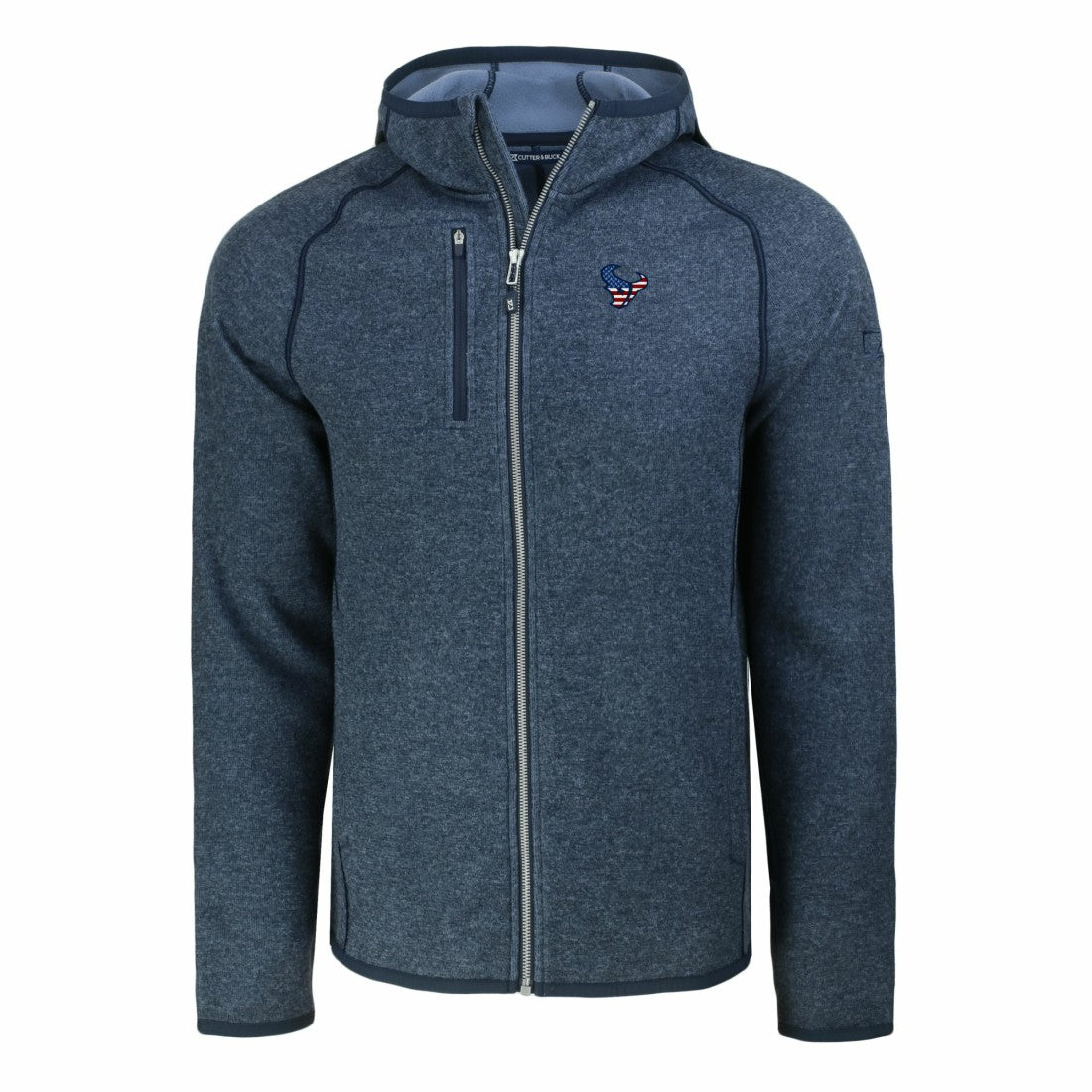 Houston Texans Cutter & Buck Americana Mainsail Full-Zip Hooded Jacket Heather Navy | NFL