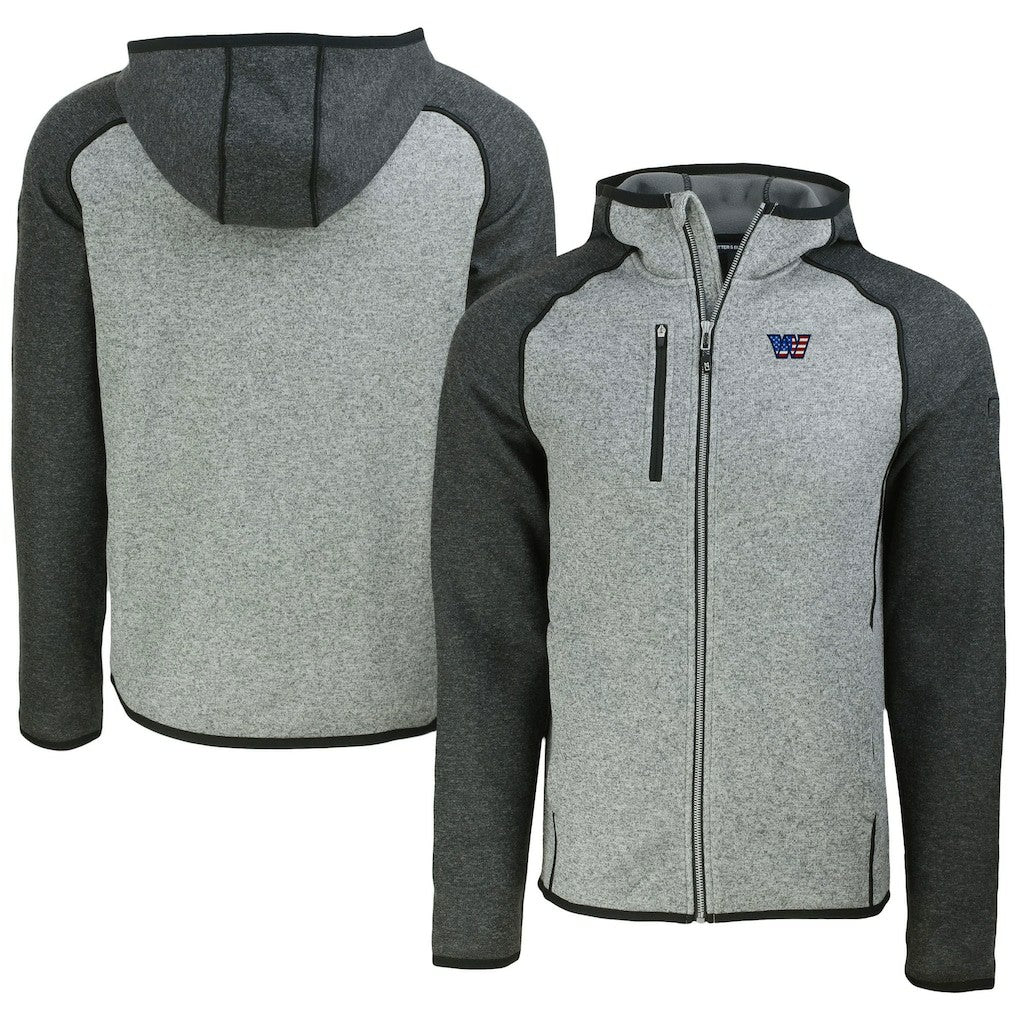 Washington Commanders Cutter & Buck Americana Mainsail Full-Zip Hooded Jacket Heather Gray/Heather Charcoal | NFL