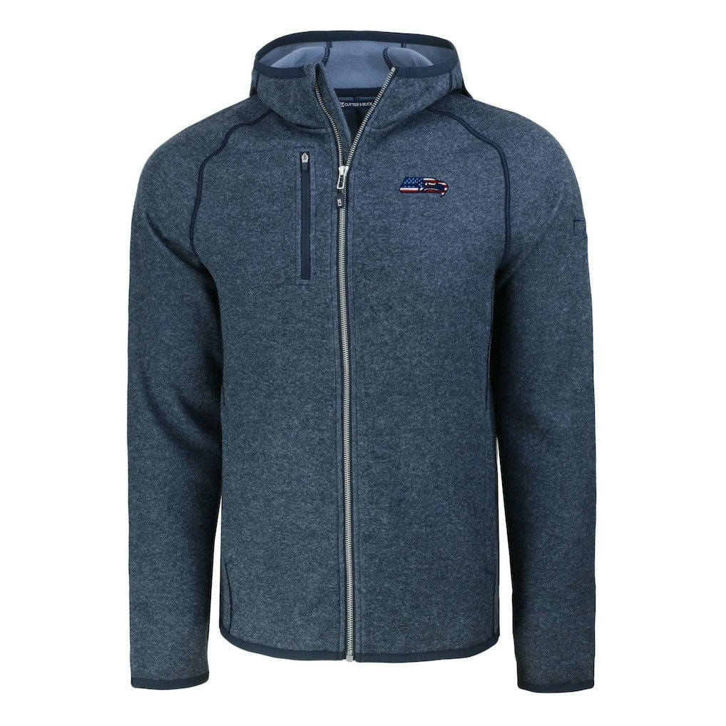Seattle Seahawks Cutter & Buck Americana Mainsail Full-Zip Hooded Jacket Heather College Navy | NFL