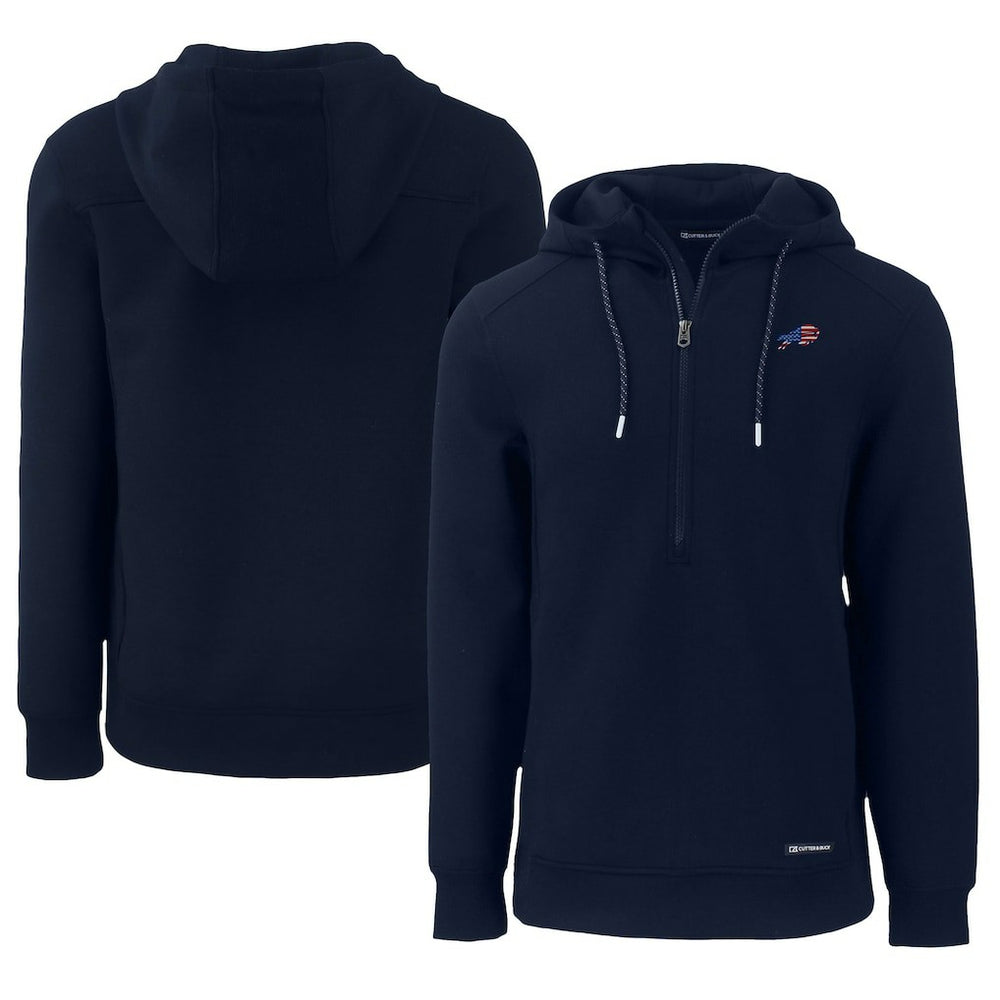 Buffalo Bills Cutter & Buck Americana Roam Eco Half-Zip Recycled Pullover Hoodie Navy | NFL