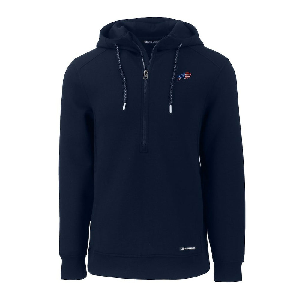 Buffalo Bills Cutter & Buck Americana Roam Eco Half-Zip Recycled Pullover Hoodie Navy | NFL