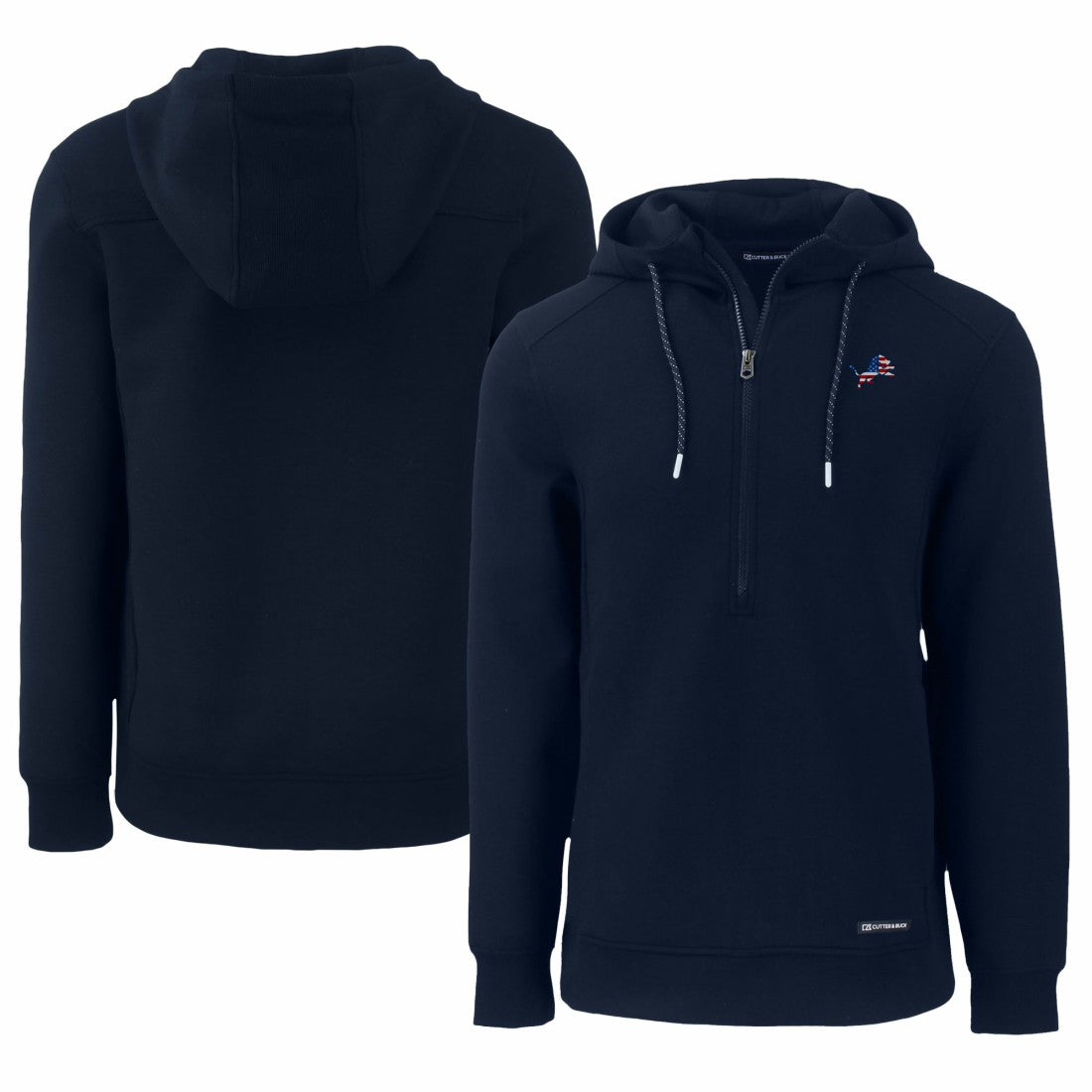 Detroit Lions Cutter & Buck Americana Roam Eco Half-Zip Recycled Pullover Hoodie Navy | NFL
