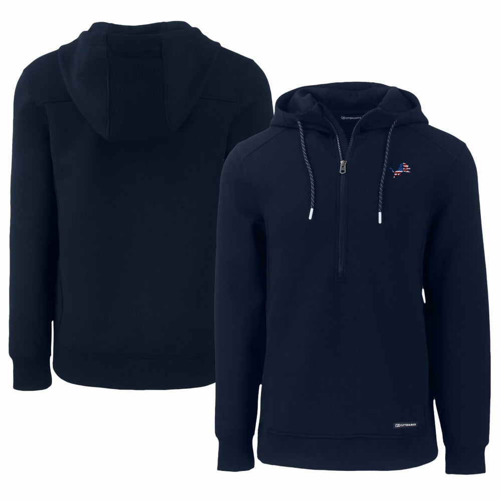 Detroit Lions Cutter & Buck Americana Roam Eco Half-Zip Recycled Pullover Hoodie Navy | NFL