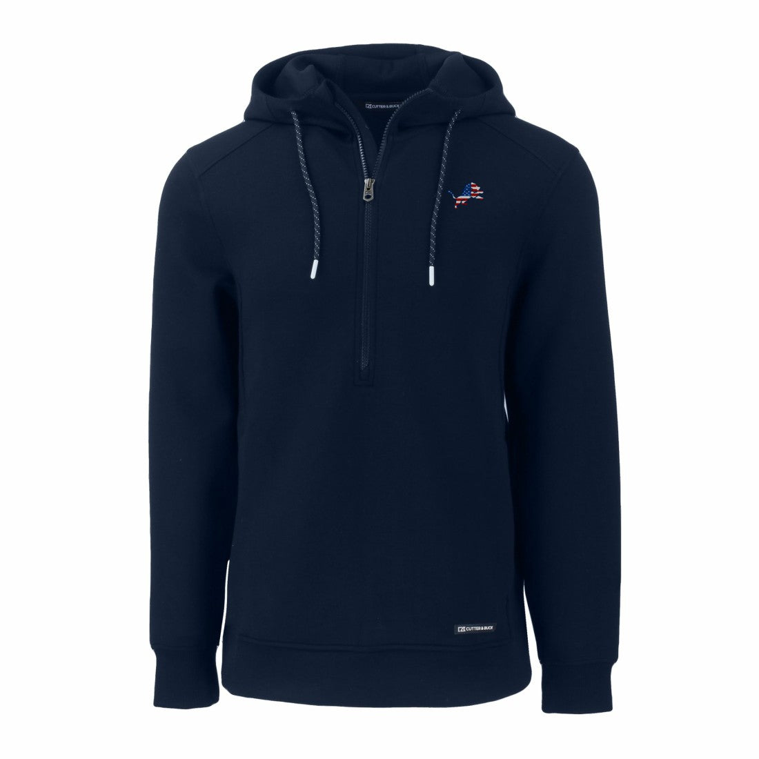 Detroit Lions Cutter & Buck Americana Roam Eco Half-Zip Recycled Pullover Hoodie Navy | NFL