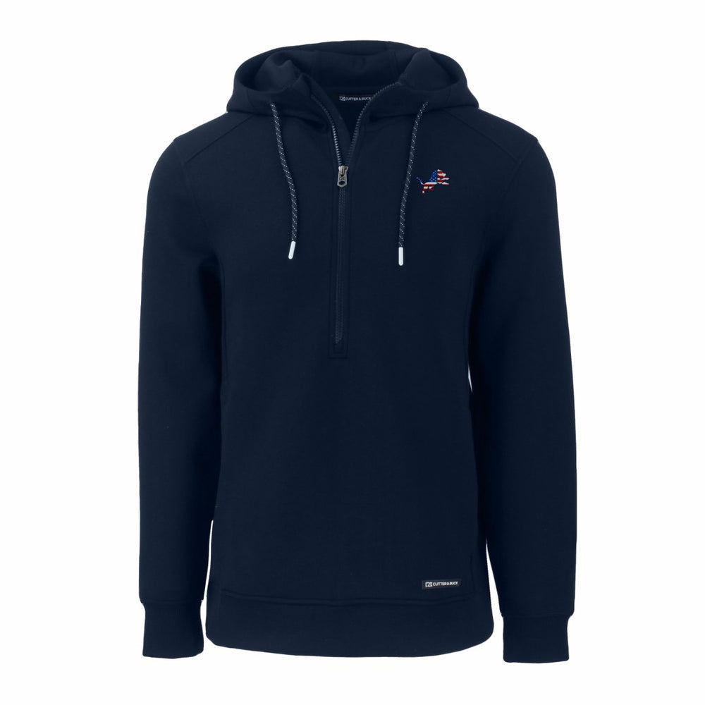 Detroit Lions Cutter & Buck Americana Roam Eco Half-Zip Recycled Pullover Hoodie Navy | NFL