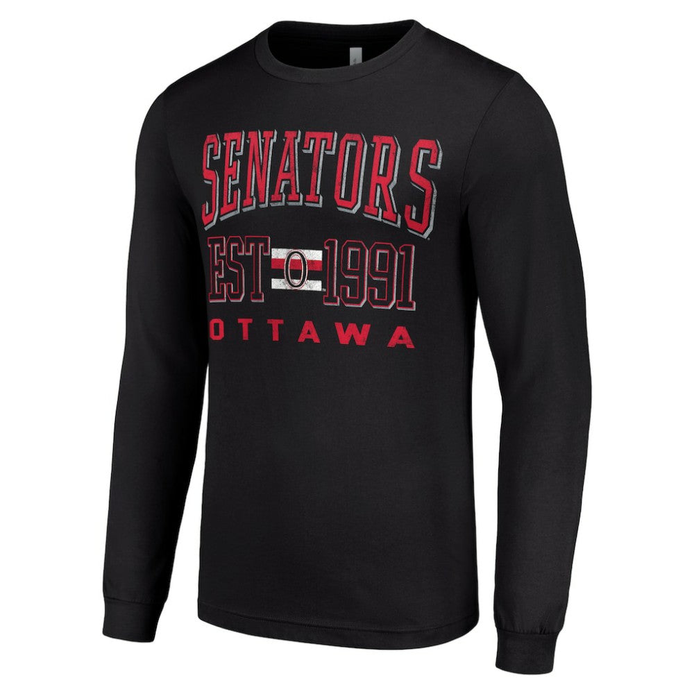 Ottawa Senators Starter Retro Graphic Long Sleeve Crew T-Shirt - Black - NHL