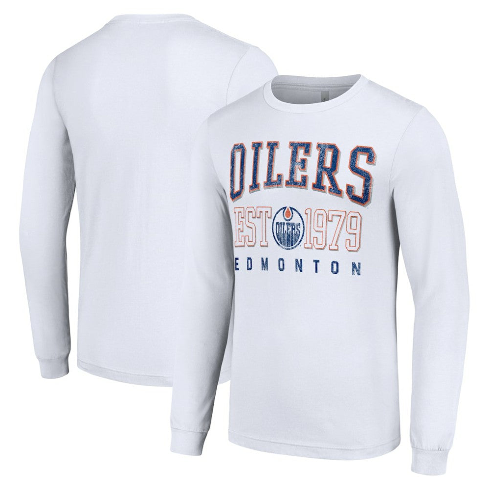 Edmonton Oilers Starter Retro Graphic Long Sleeve Crew T-Shirt - White - NHL