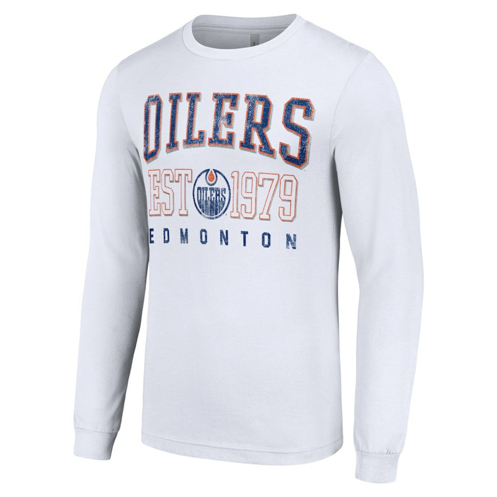 Edmonton Oilers Starter Retro Graphic Long Sleeve Crew T-Shirt - White - NHL