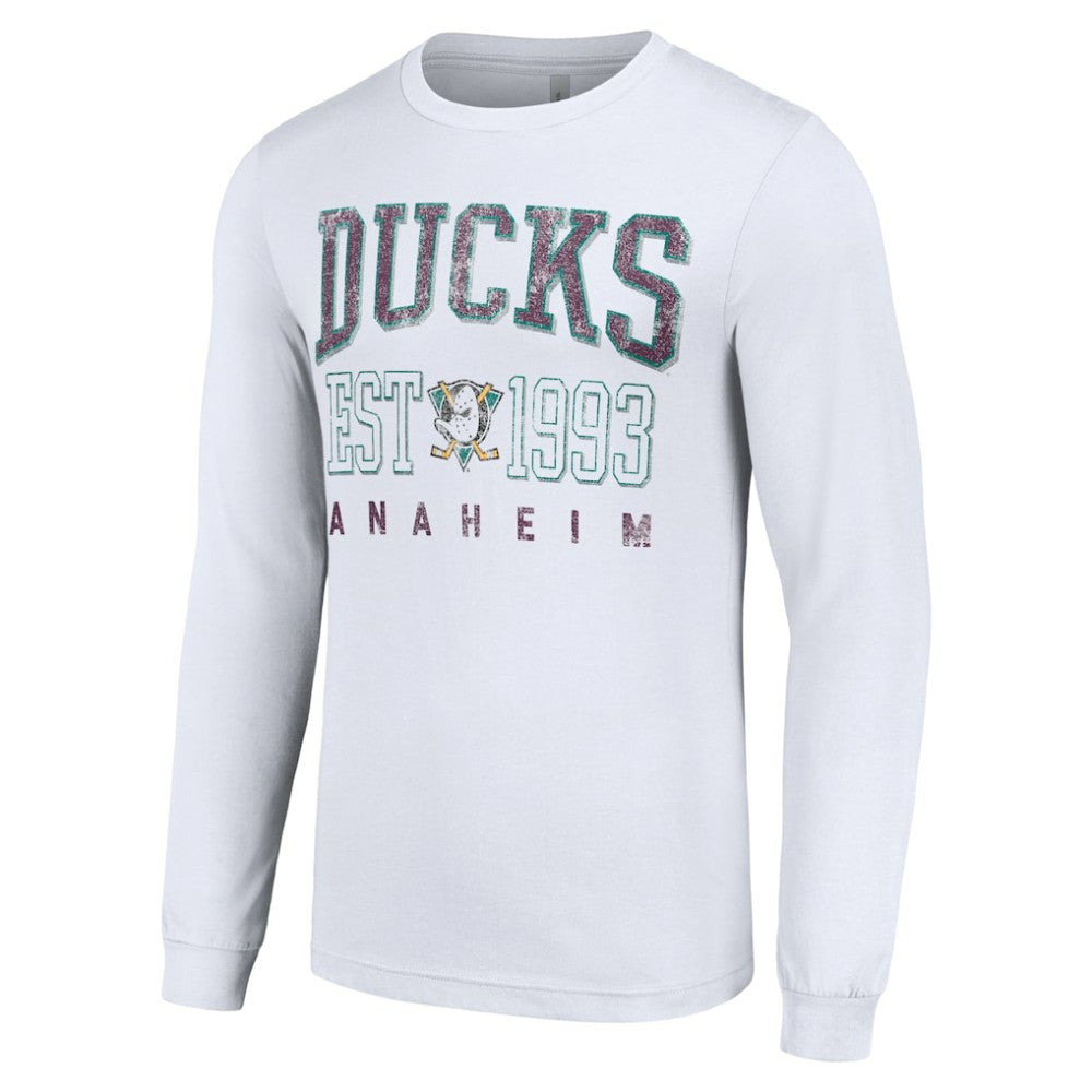 Anaheim Ducks Starter Retro Graphic Long Sleeve Crew T-Shirt - White - NHL