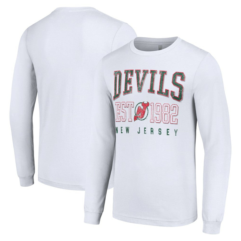 New Jersey Devils Starter Retro Graphic Long Sleeve Crew T-Shirt - White - NHL