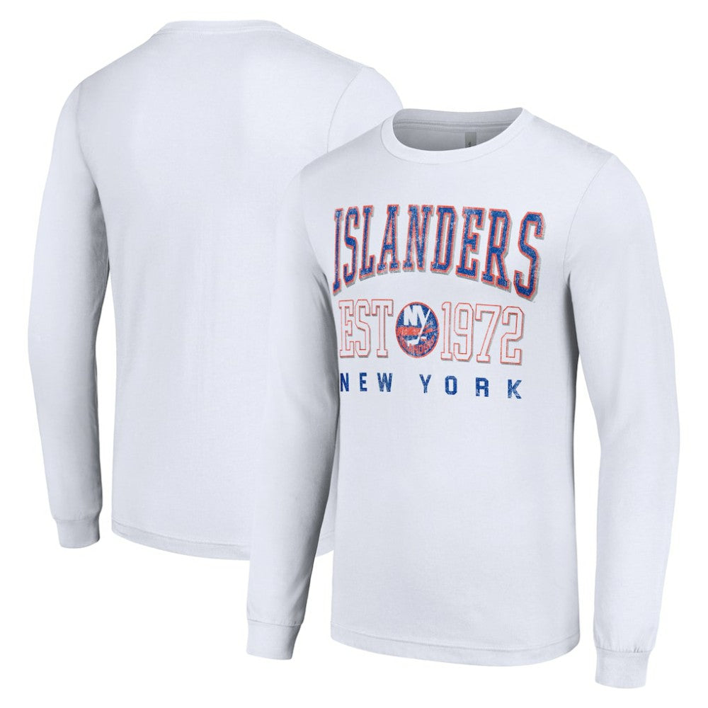 New York Islanders Starter Retro Graphic Long Sleeve Crew T-Shirt - White - NHL