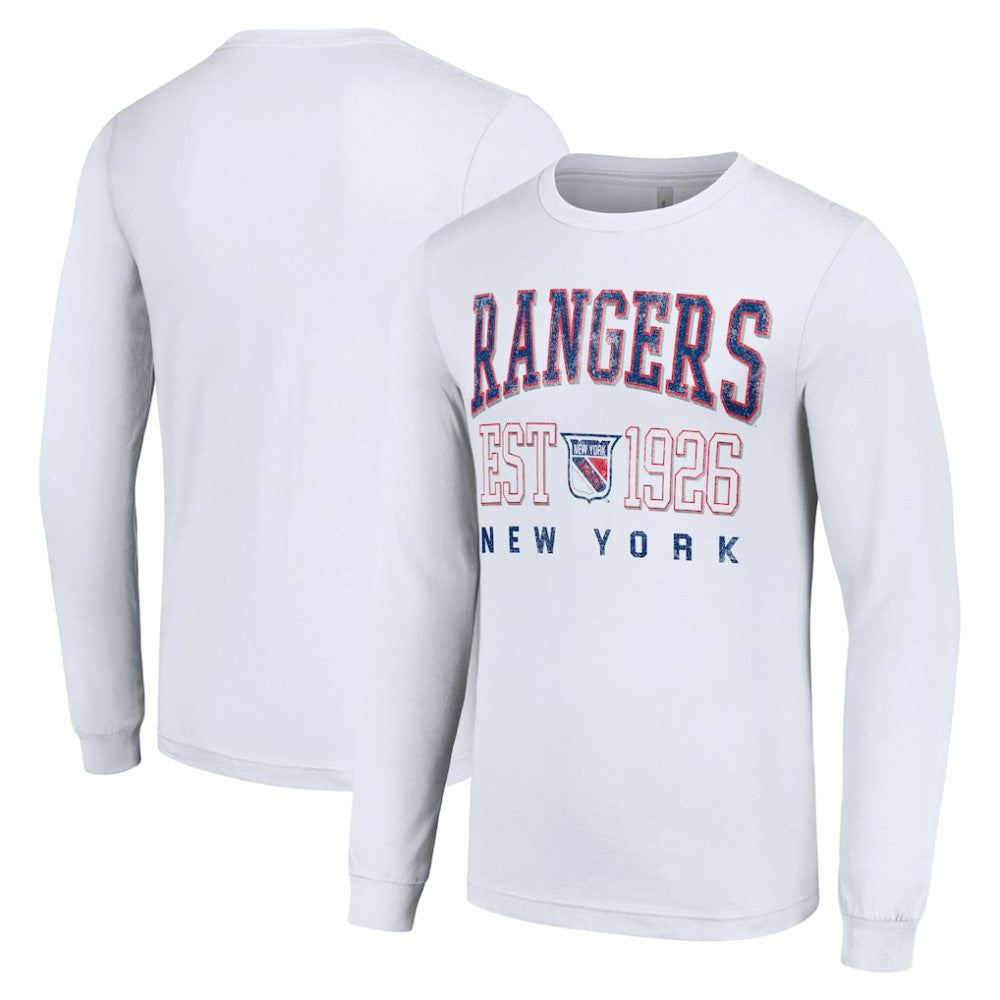 New York Rangers Starter Retro Graphic Long Sleeve Crew T-Shirt - White - NHL