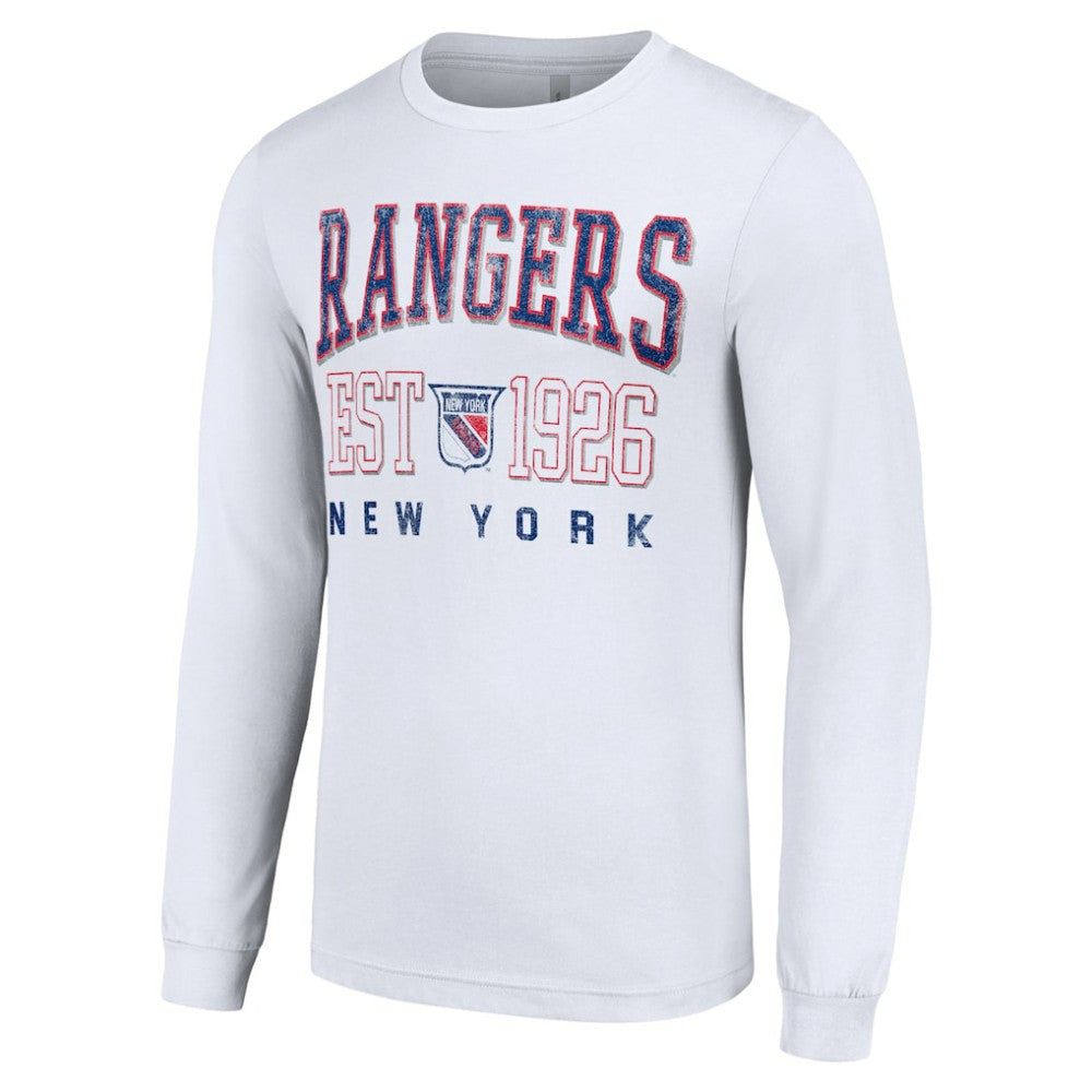 New York Rangers Starter Retro Graphic Long Sleeve Crew T-Shirt - White - NHL