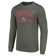 New Jersey Devils Starter Retro Graphic Long Sleeve Crew T-Shirt - Green - NHL