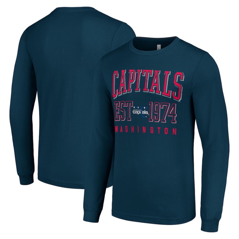 Washington Capitals Starter Retro Graphic Long Sleeve Crew T-Shirt - Navy - NHL