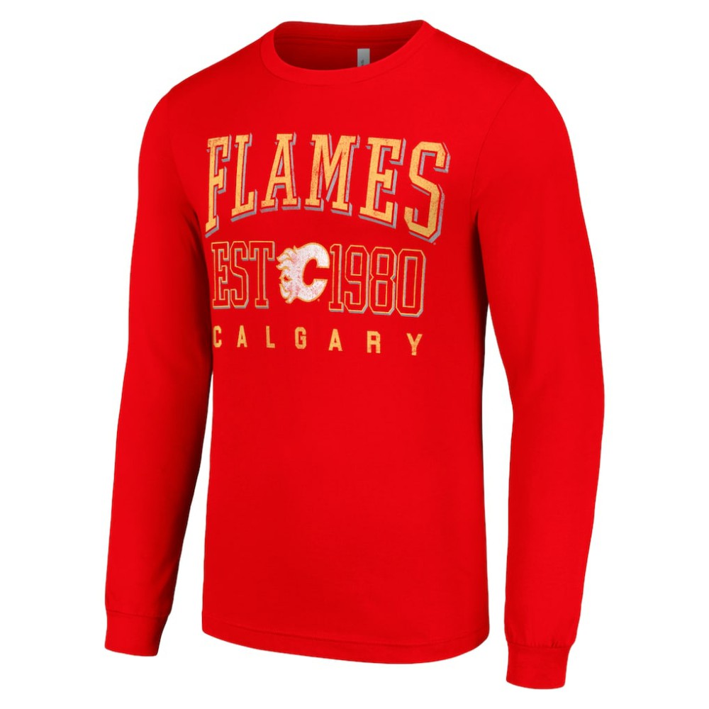 Calgary Flames Starter Retro Graphic Long Sleeve Crew T-Shirt - Red - NHL