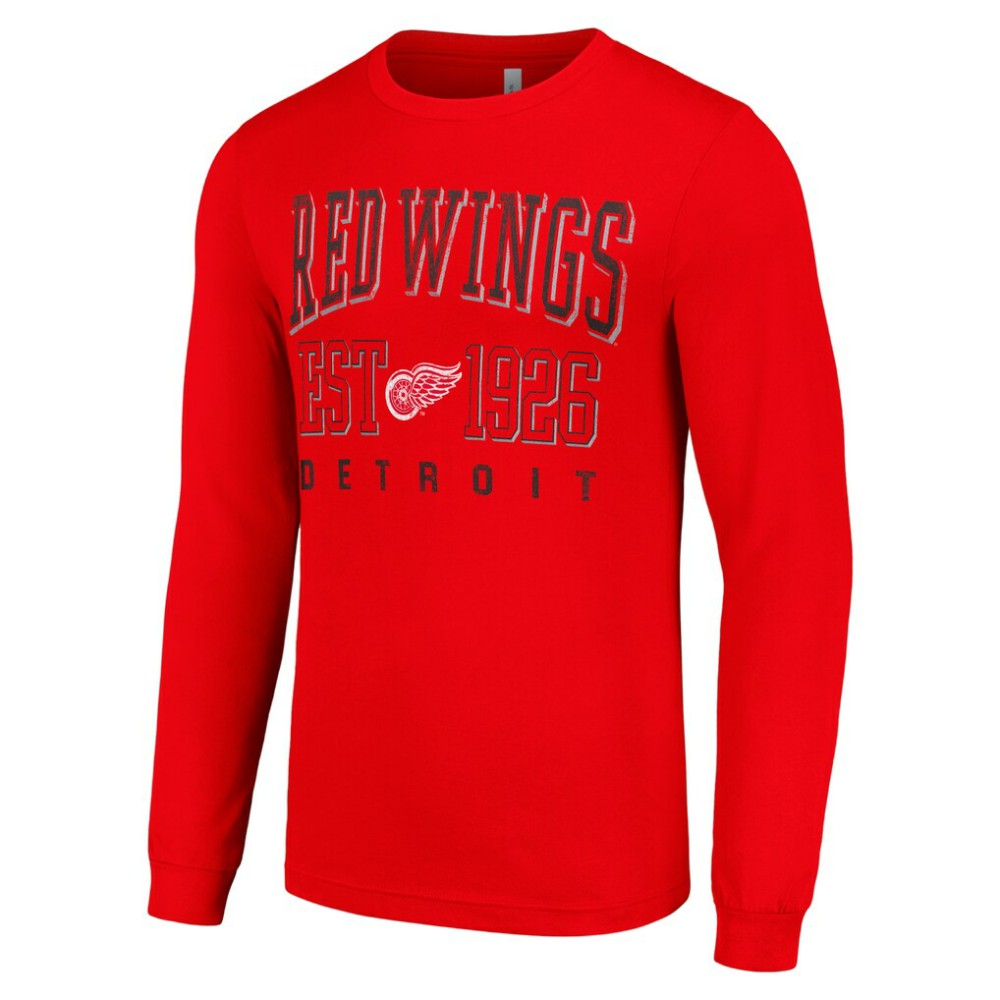 Detroit Red Wings Starter Retro Graphic Long Sleeve Crew T-Shirt - Red - NHL