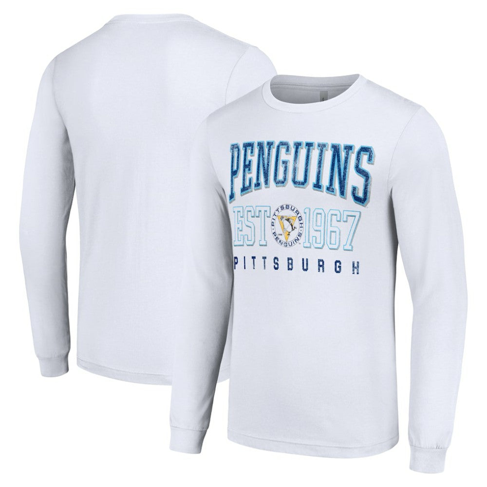 Pittsburgh Penguins Starter Retro Graphic Long Sleeve Crew T-Shirt - White - NHL