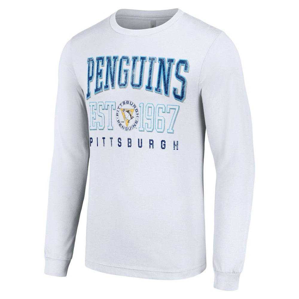 Pittsburgh Penguins Starter Retro Graphic Long Sleeve Crew T-Shirt - White - NHL
