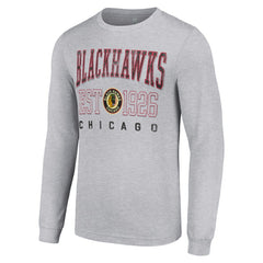 Chicago Blackhawks Starter Retro Graphic Long Sleeve Crew T-Shirt - Heather Gray - NHL