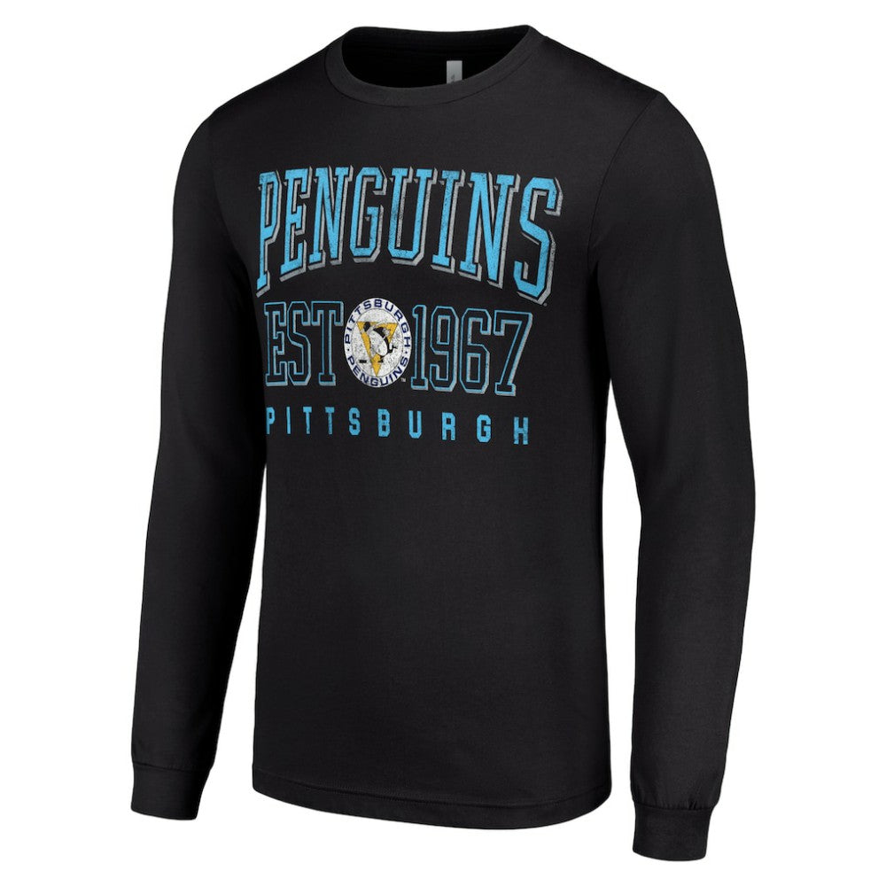 Pittsburgh Penguins Starter Retro Graphic Long Sleeve Crew T-Shirt - Black - NHL