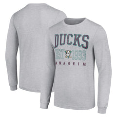 Anaheim Ducks Starter Retro Graphic Long Sleeve Crew T-Shirt - Heather Gray - NHL