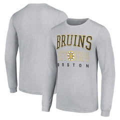 Boston Bruins Starter Retro Graphic Long Sleeve Crew T-Shirt - Heather Gray - NHL