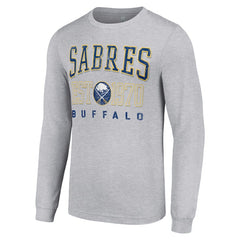Buffalo Sabres Starter Retro Graphic Long Sleeve Crew T-Shirt - Heather Gray - NHL