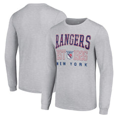 New York Rangers Starter Retro Graphic Long Sleeve Crew T-Shirt - Heather Gray - NHL