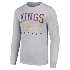 Los Angeles Kings Starter Retro Graphic Long Sleeve Crew T-Shirt - Heather Gray - NHL