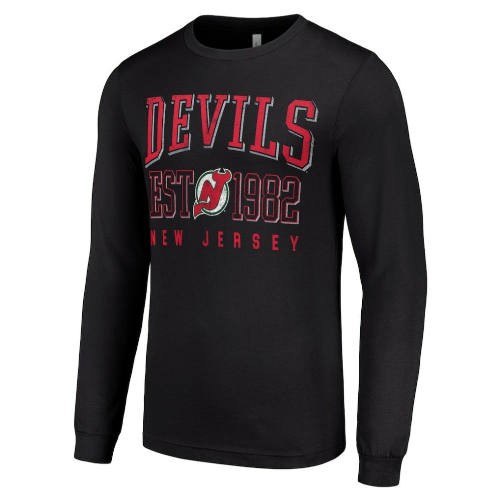 New Jersey Devils Starter Retro Graphic Long Sleeve Crew T-Shirt - Black - NHL